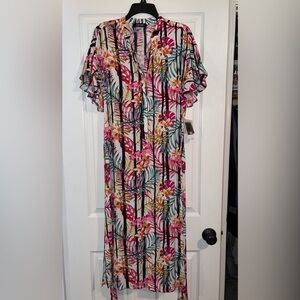 NWt Womens floral button up Nine West dress with belt size 6